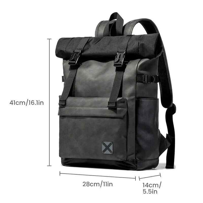 Faux Leather Waterproof Roll-top Backpack - More than a backpack