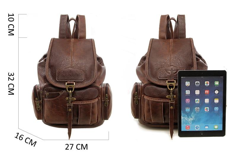 Vintage Faux Leather Drawstring Backpack - More than a backpack