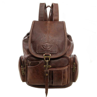 Vintage Faux Leather Drawstring Backpack - More than a backpack