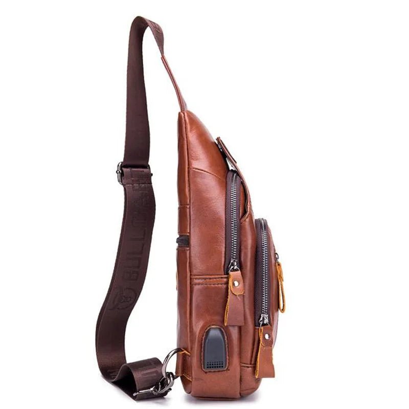 Genuine Leather Crossbody USB Bag - More than a backpack