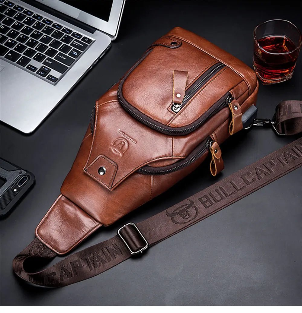 Genuine Leather Crossbody USB Bag - More than a backpack